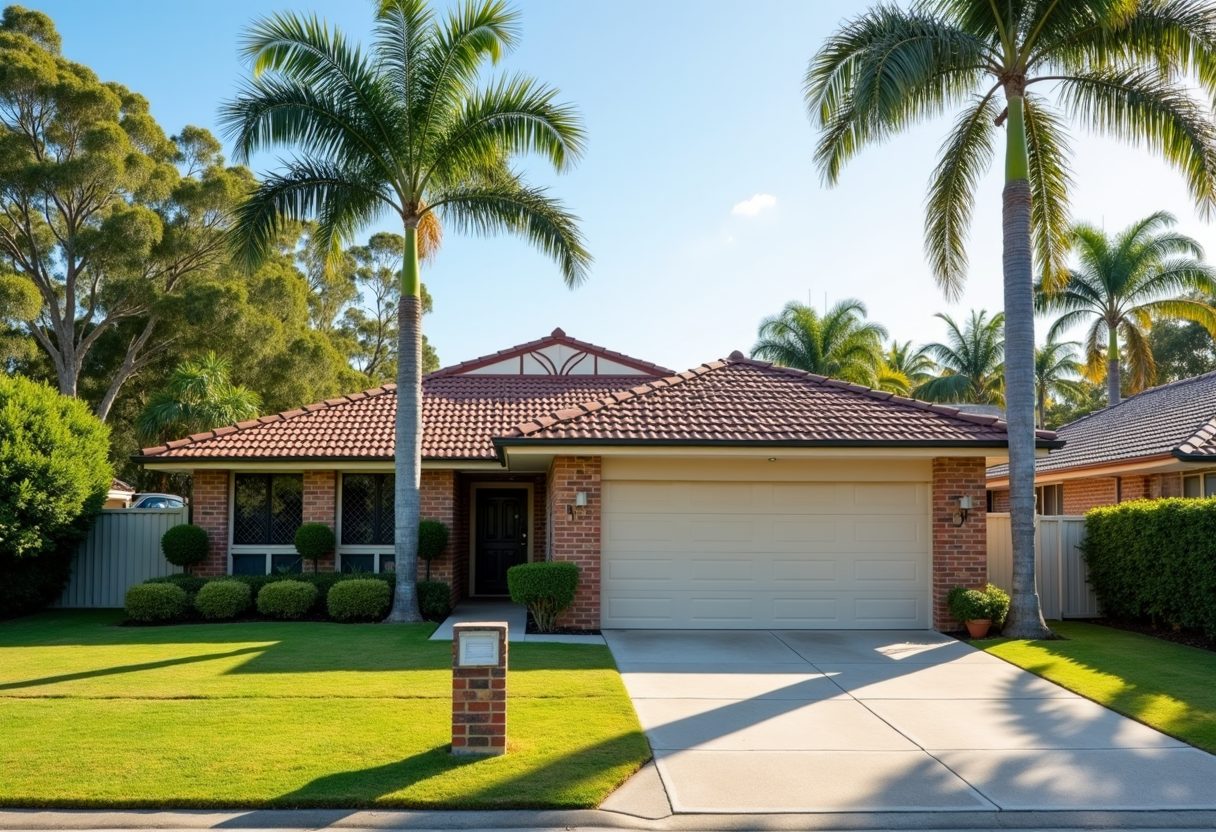 Family home with a wide double garage door